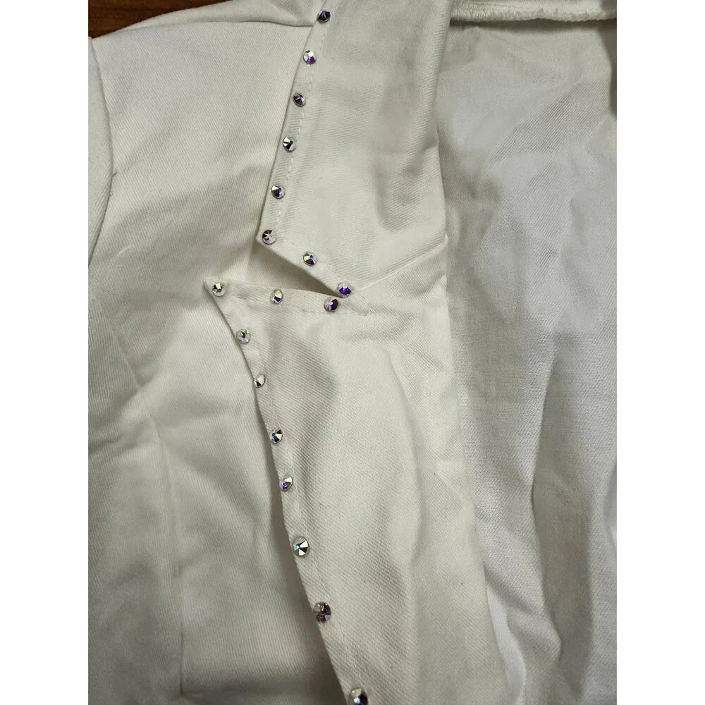 Pre-Owned Dance Costume Weissman 11352 XL Child White Jacket Jazz Sequin